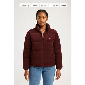 Levi's Zoe Soft Corduroy Bubble Puffer Jacket in Burgundy(L)